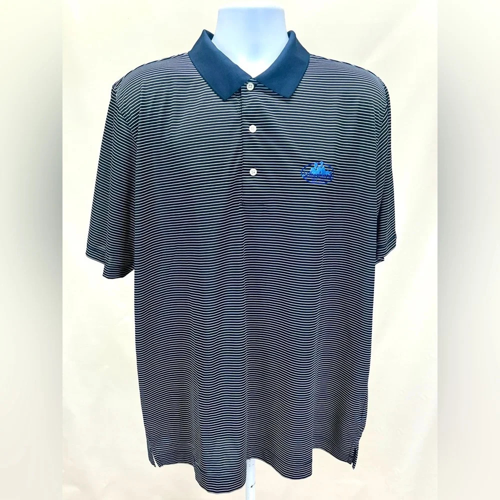 PAGE & TUTTLE Men’s navy stripe golf polo‎ size XL
